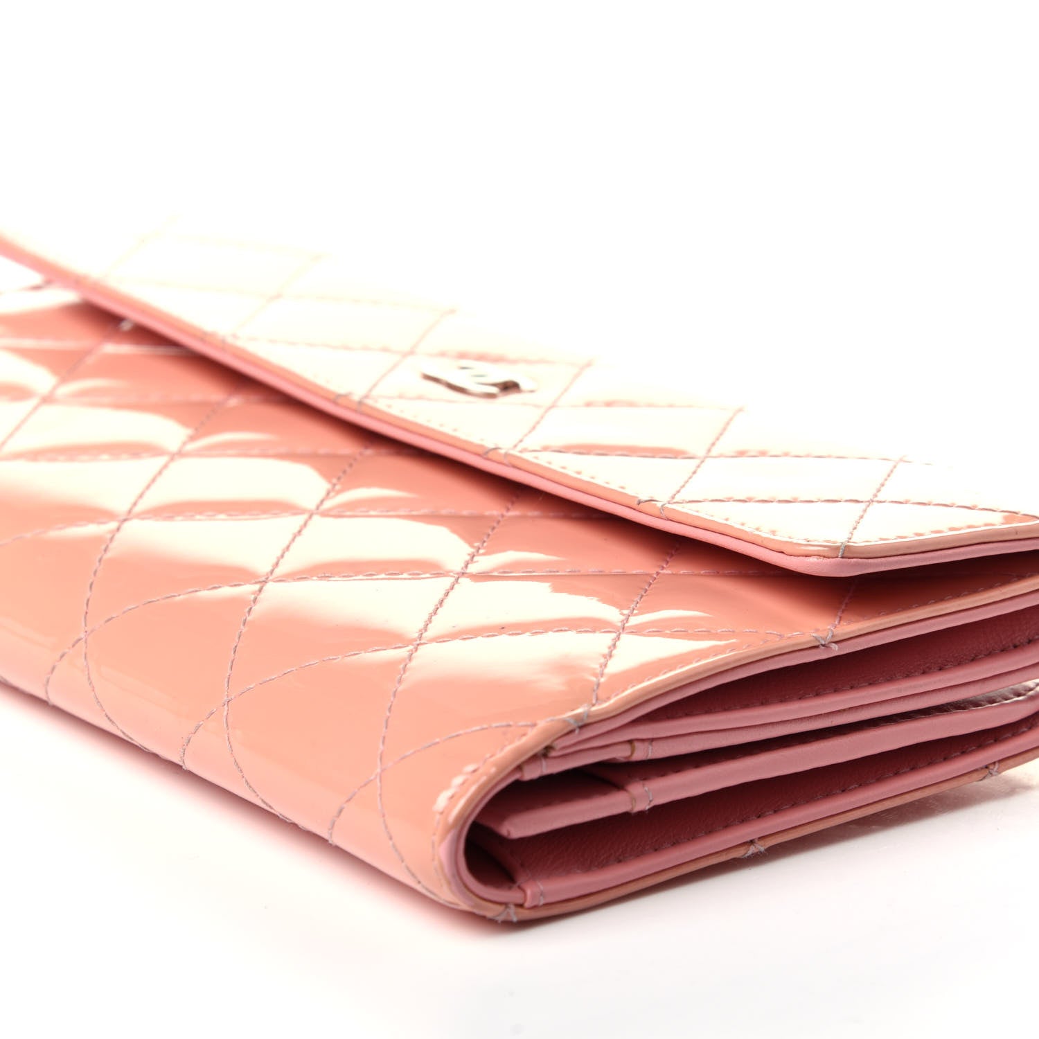 Chanel Patent Calfskin Quilted Flap Wallet Pink 9 of 14