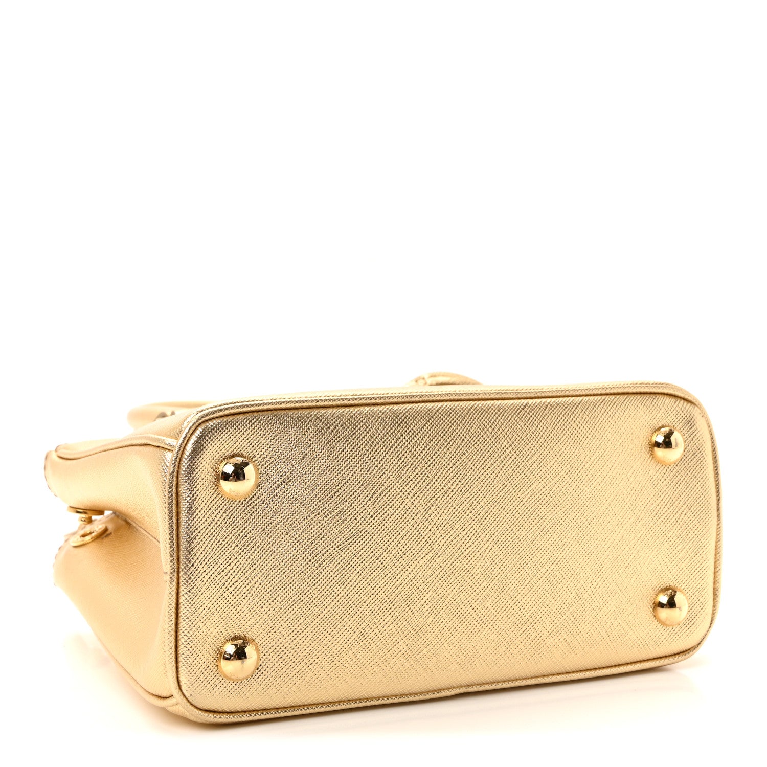 Prada Metallic Saffiano Lux Mini Galleria Double Zip Tote Platino