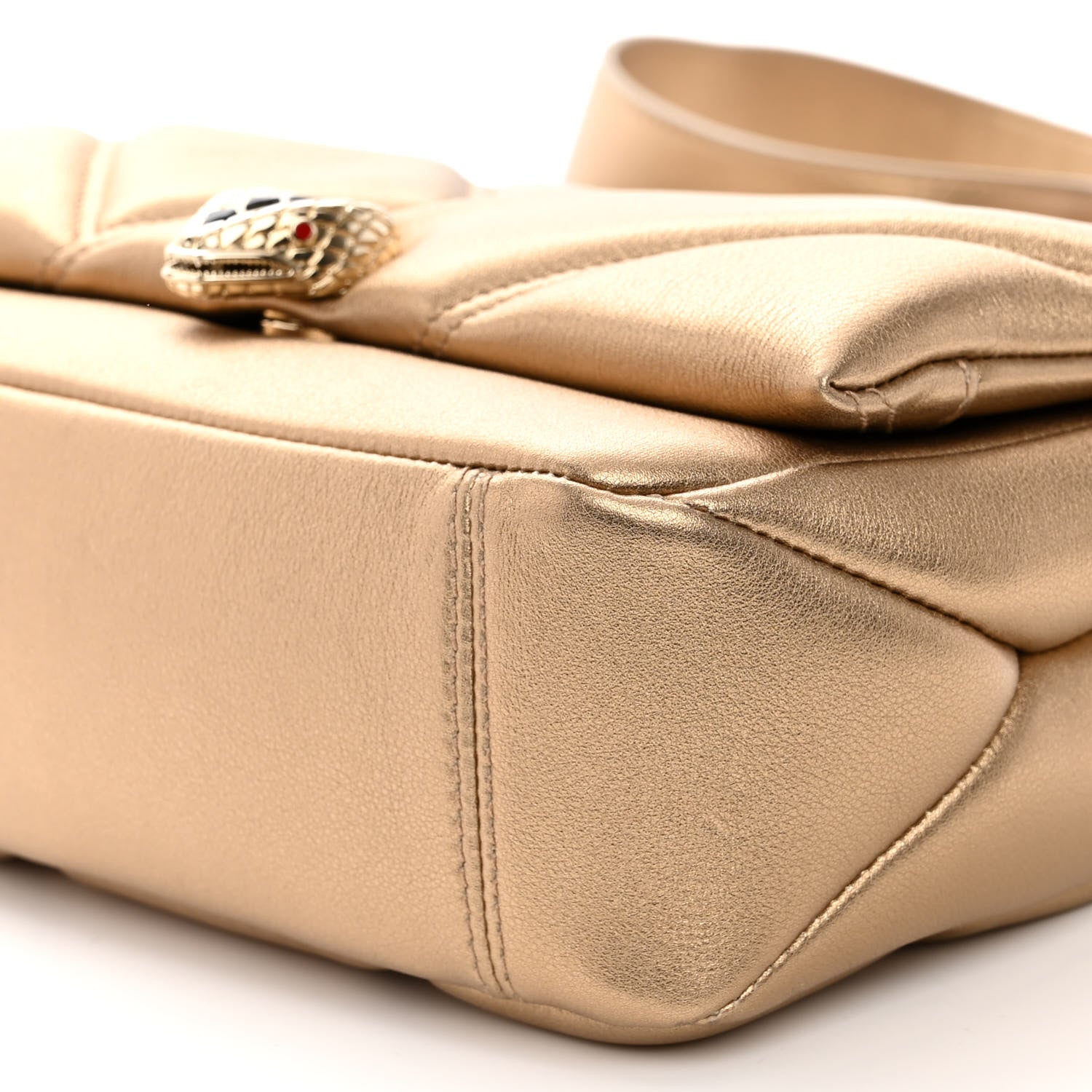 Bulgari Metallic Calfskin Matelasse Mini Serpenti Cabochon Crossbody Bag Gold 10 of 11