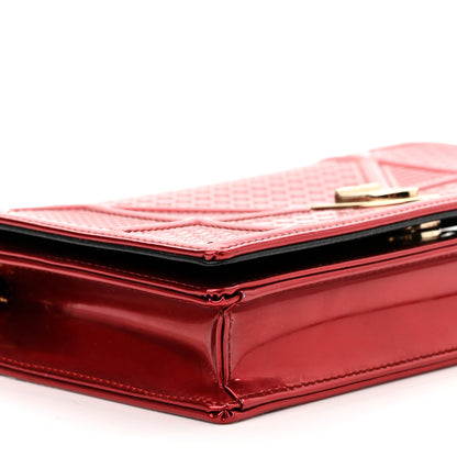 Christian Dior Metallic Patent Micro-Cannage Diorama Wallet on Chain Pouch Red 7 of 9