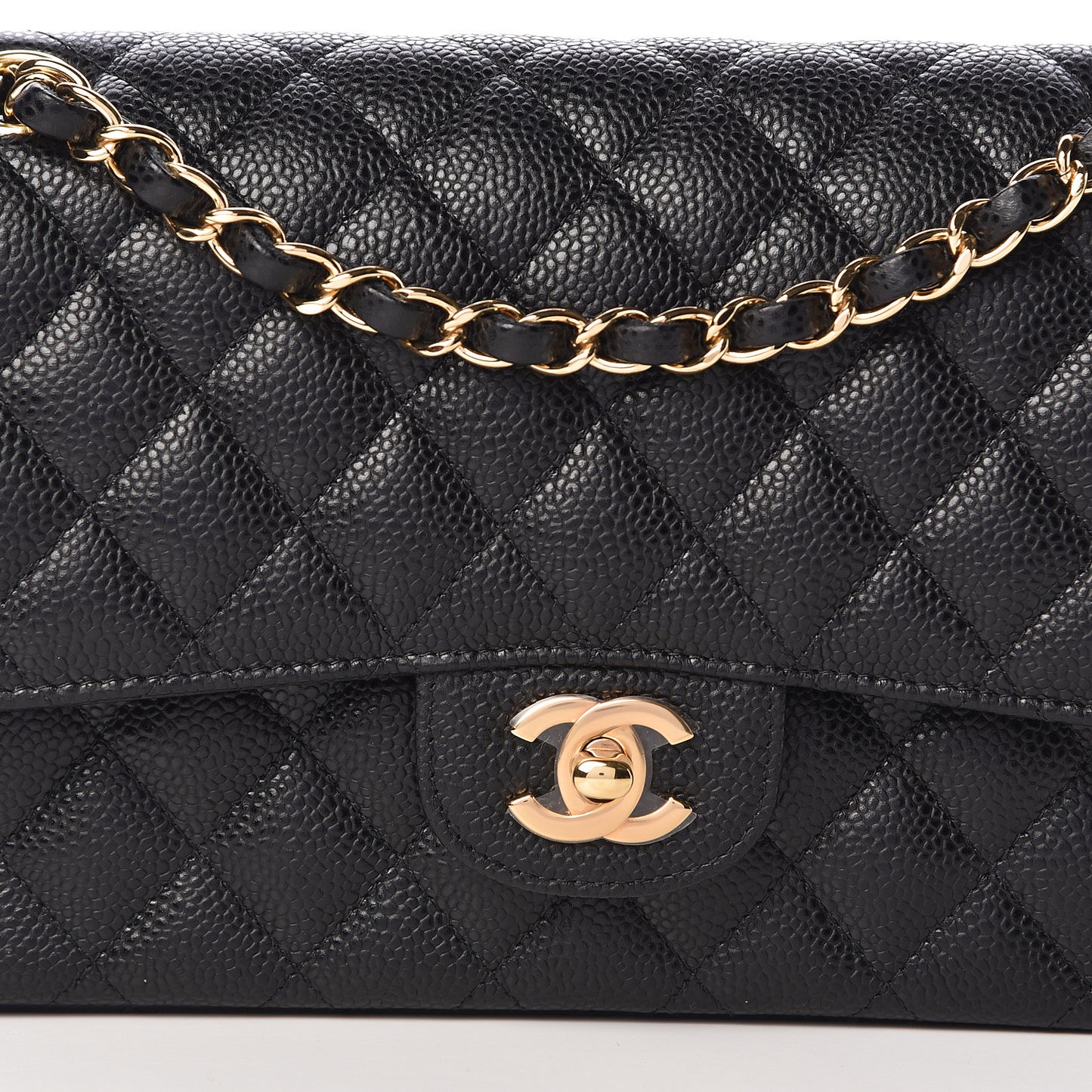 Caviar Quilted Medium Double Flap Black