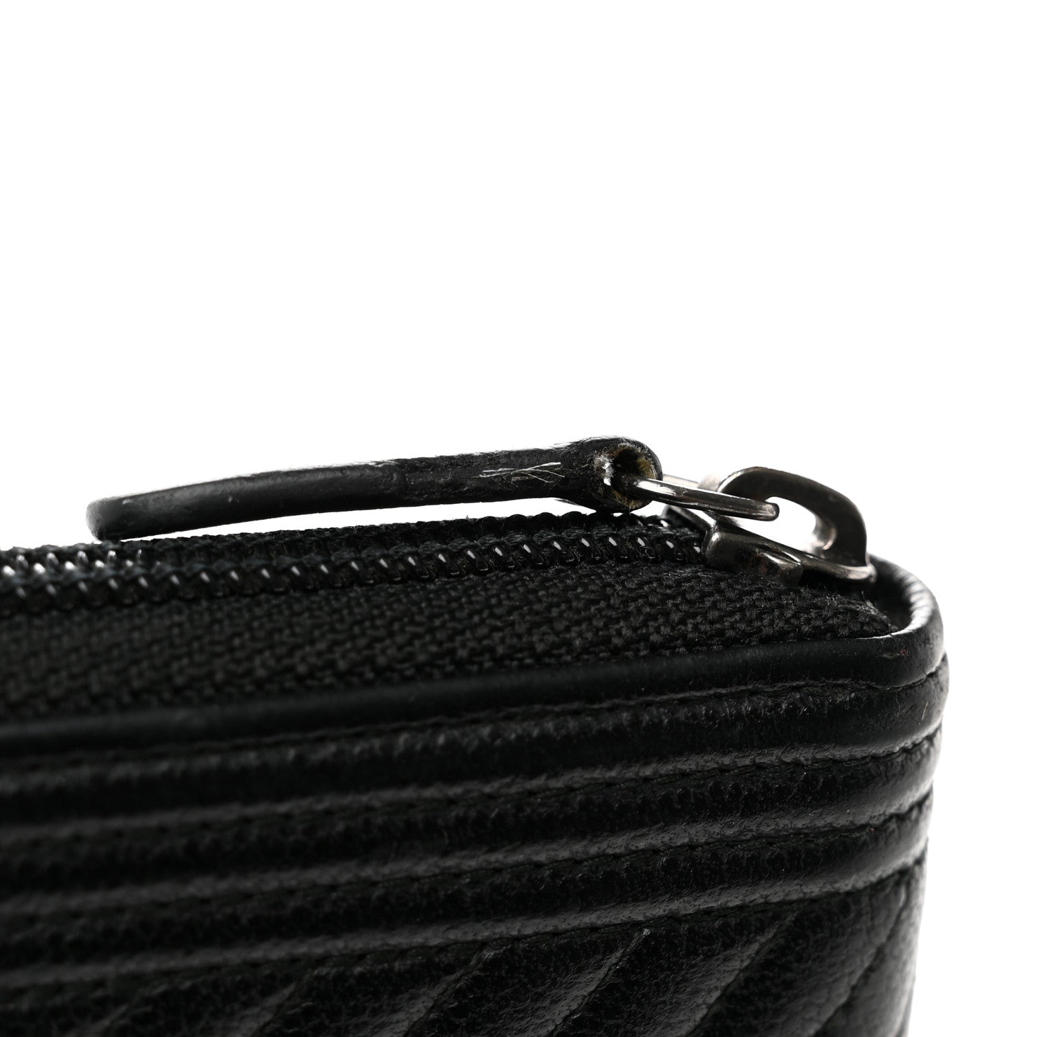 Chanel Caviar Chevron Quilted Zip Around Boy Wallet Black 11 of 11