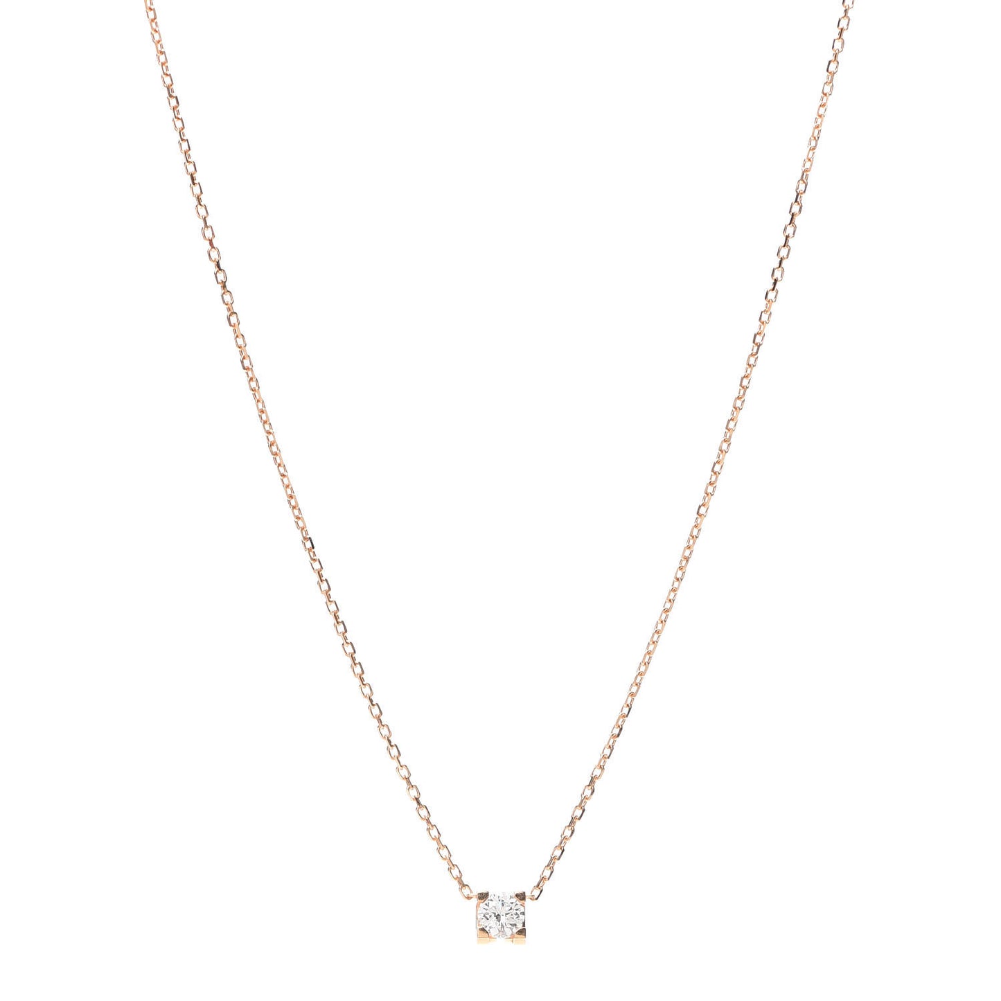 18K Pink Gold Diamond .21ct C De Pendant Necklace