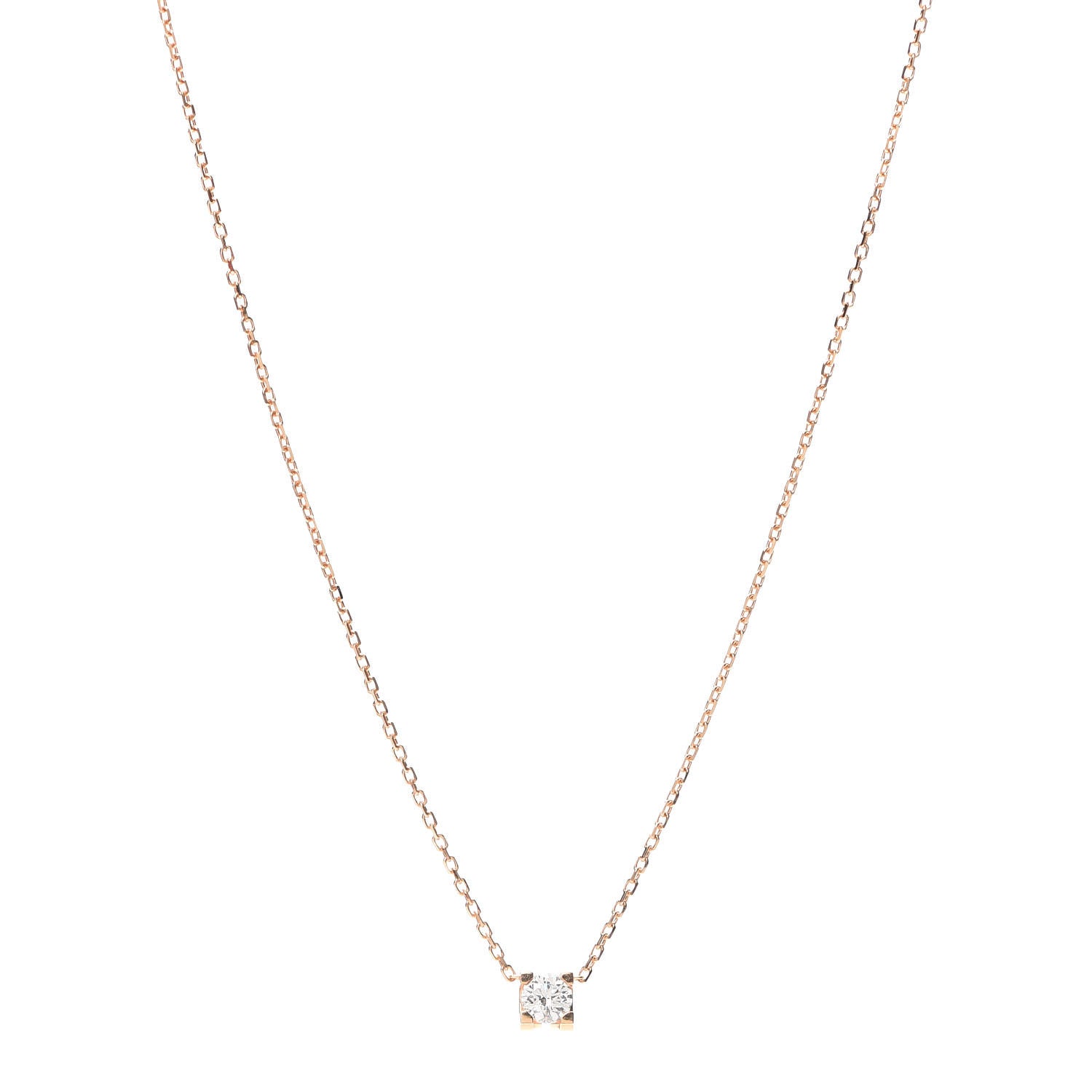 Cartier 18K Pink Gold Diamond .21ct C De Pendant Necklace 1 of 6