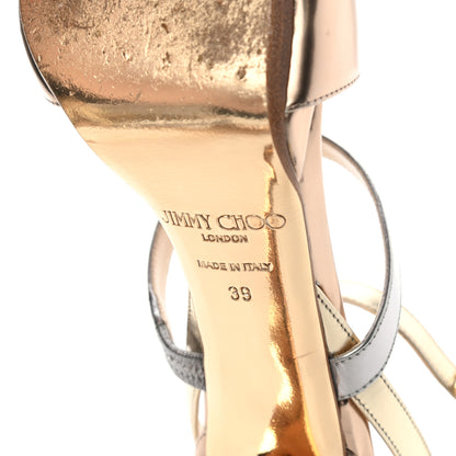 Jimmy Choo Metallic Mirror Calfskin Glitter Buzz 120 Sandals 39 Gold 6 of 12