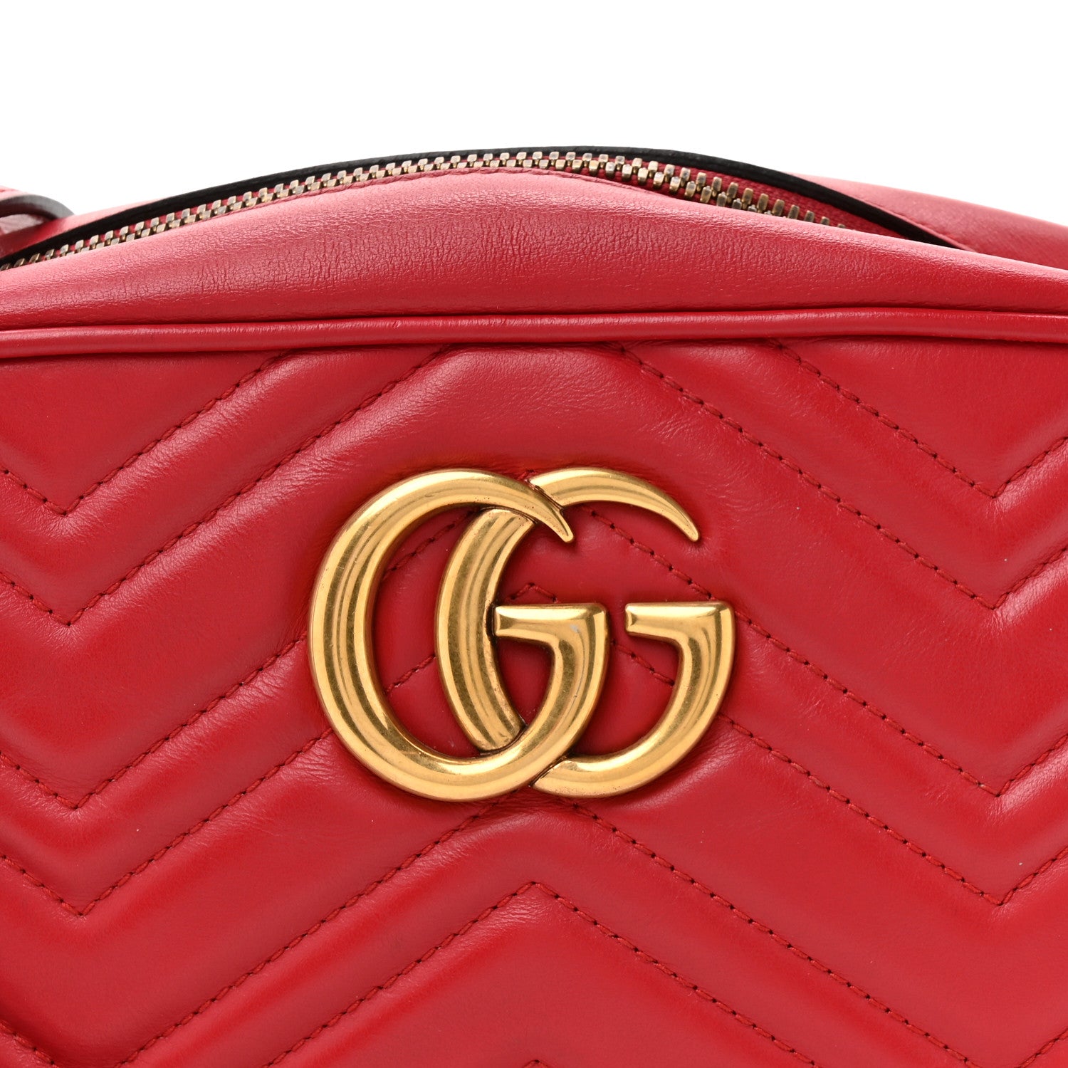 Gucci Calfskin Matelasse Small GG Marmont Chain Shoulder Bag Hibiscus Red 8 of 12