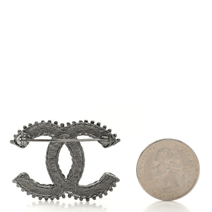 Chanel Ruthenium Crystal CC Brooch 2 of 4