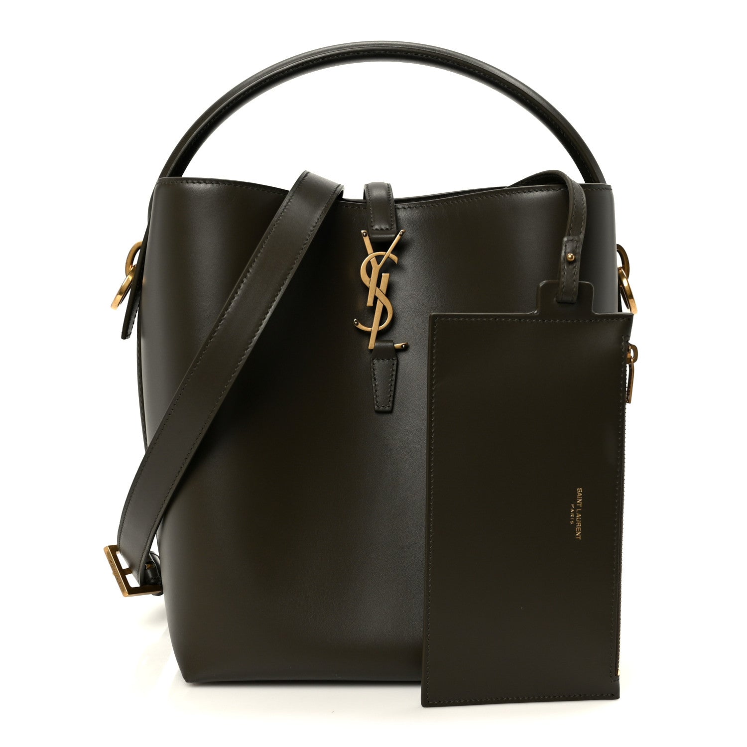 Saint Laurent Shiny Calfskin Le 37 Bucket Bag Arabica 3 of 11