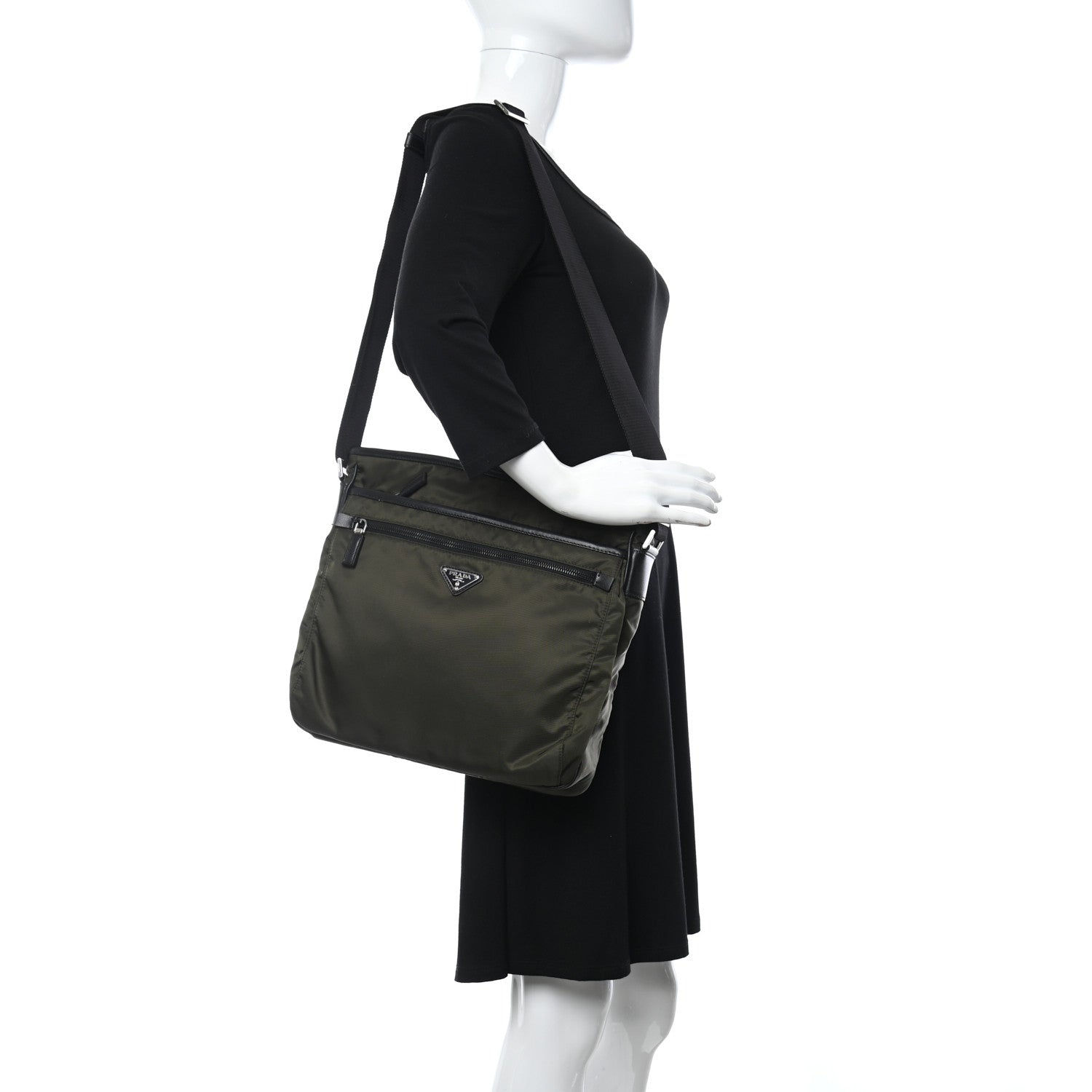 Prada Tessuto Nylon Messenger Bag Militare 2 of 14