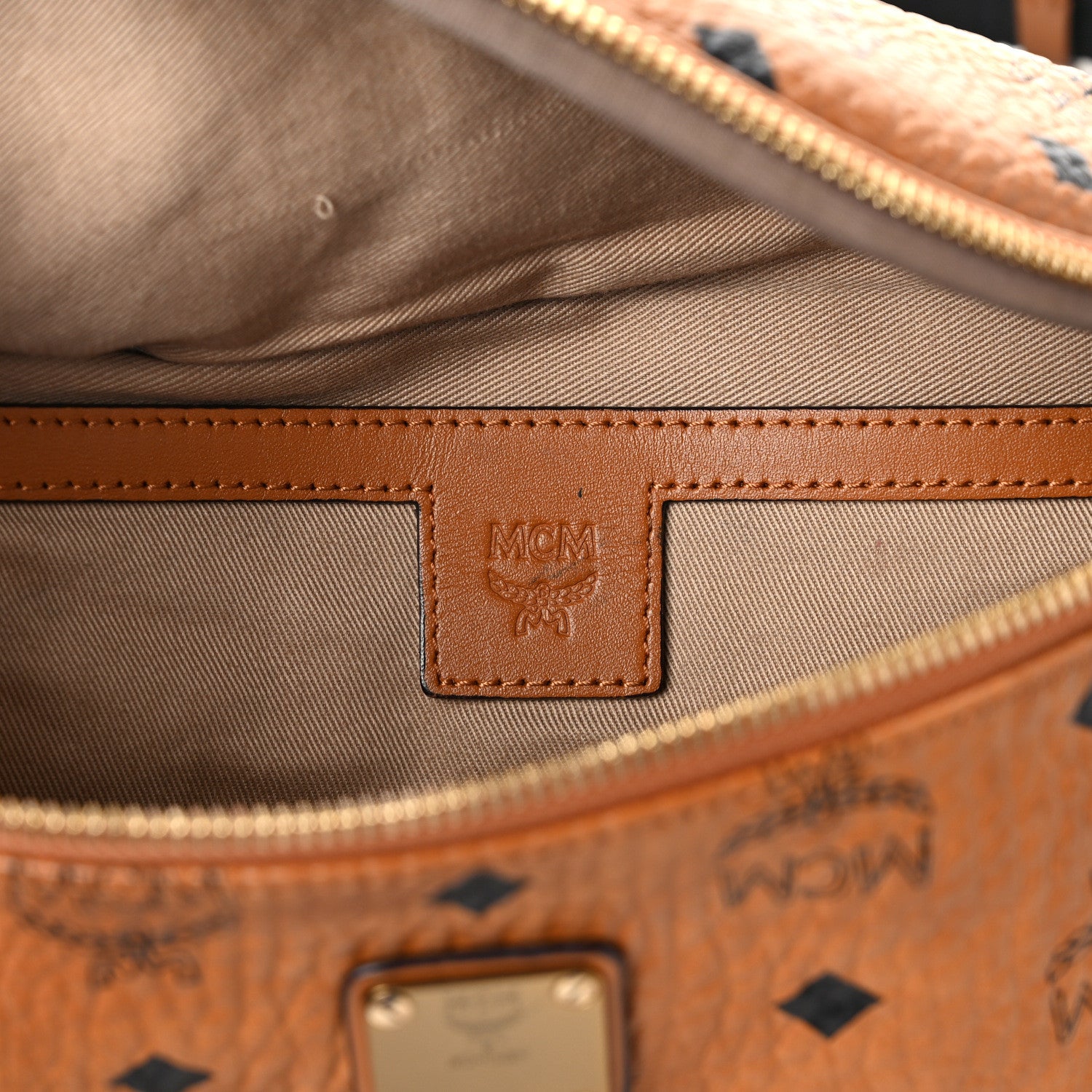 MCM Visetos Medium Fusten Belt Bag Cognac 6 of 10