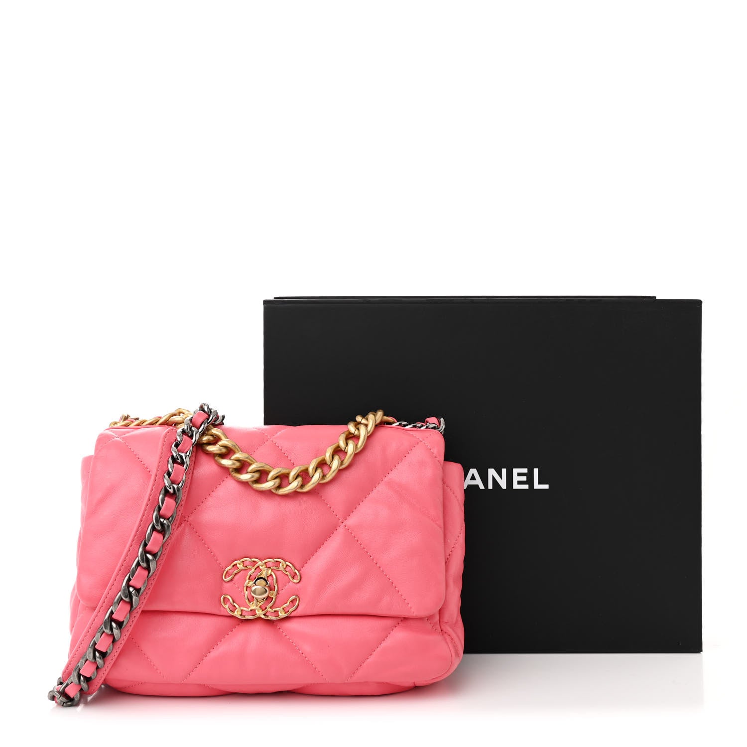 Chanel Lambskin Quilted Medium Chanel 19 Flap Pink 12 of 12