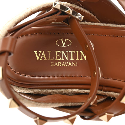 Valentino Garavani Calfskin Rockstud Ankle Strap Espadrille 10/60mm Sandals 37 Selleria 7 of 8