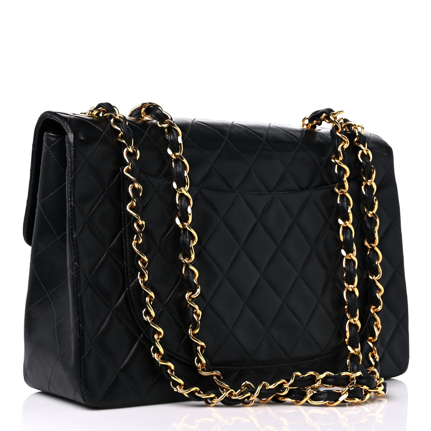 Lambskin Quilted XL Jumbo Single Flap Black