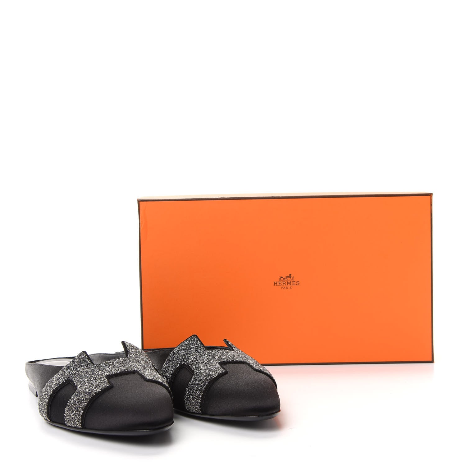 Hermes Satin Suede Goatskin Crystal Roxane Mules 37 Black 10 of 10