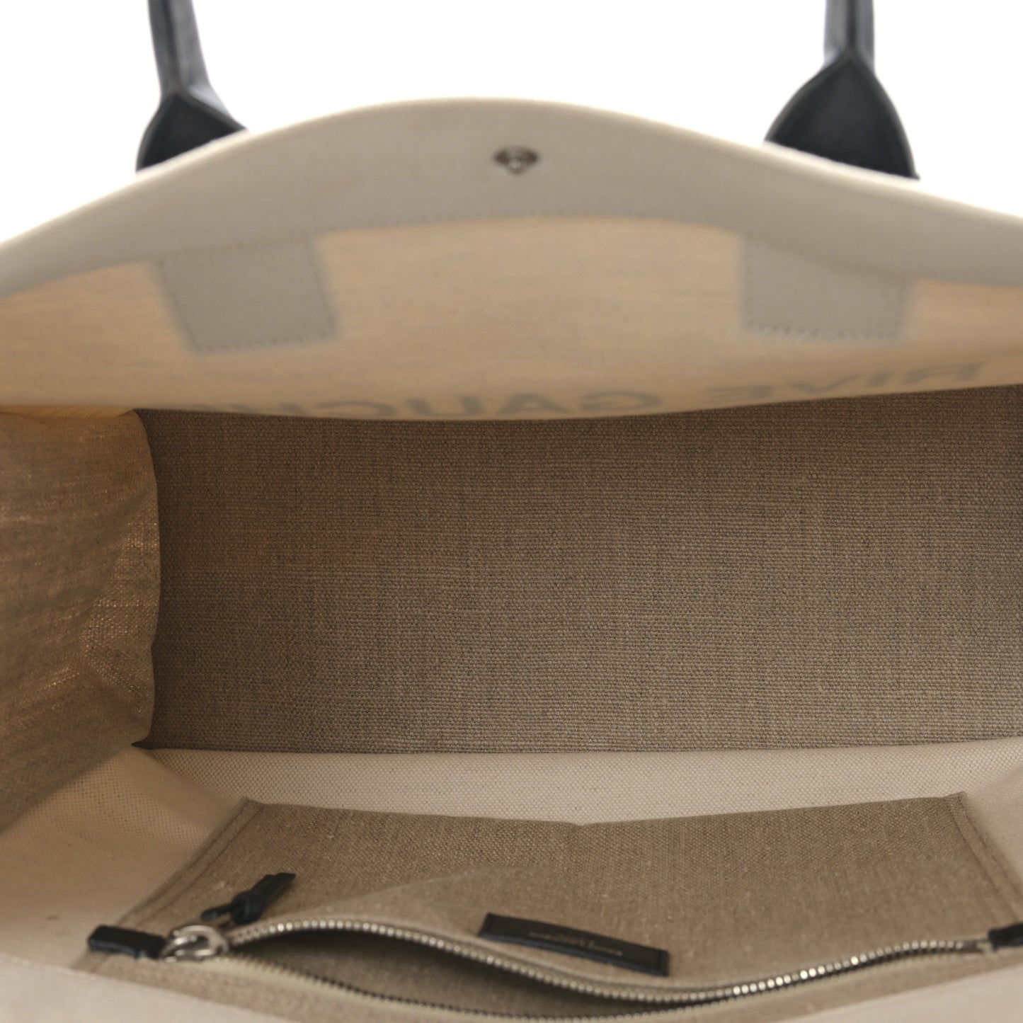 Linen Calfskin Small Rive Gauche Tote Greggio Natural