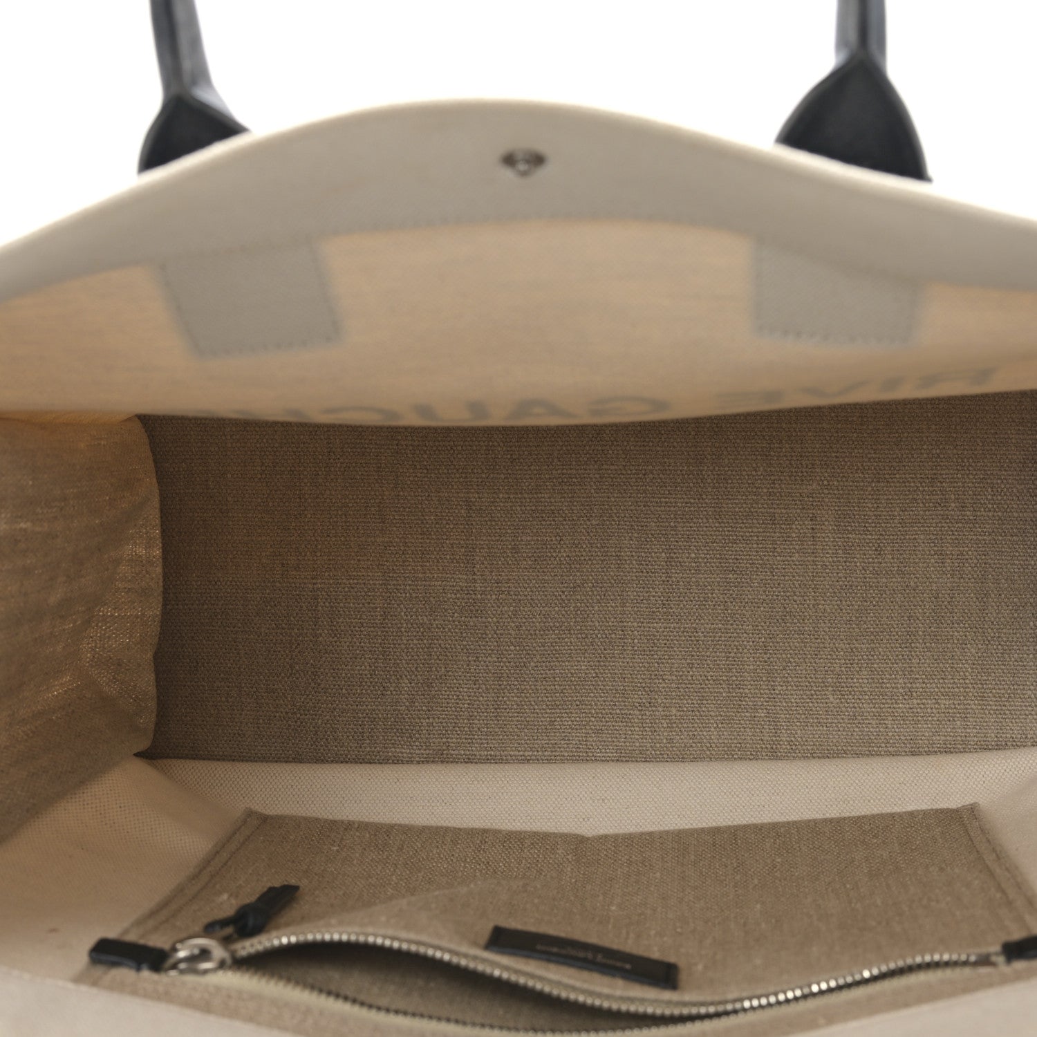 Saint Laurent Linen Calfskin Small Rive Gauche Tote Greggio Natural 5 of 8