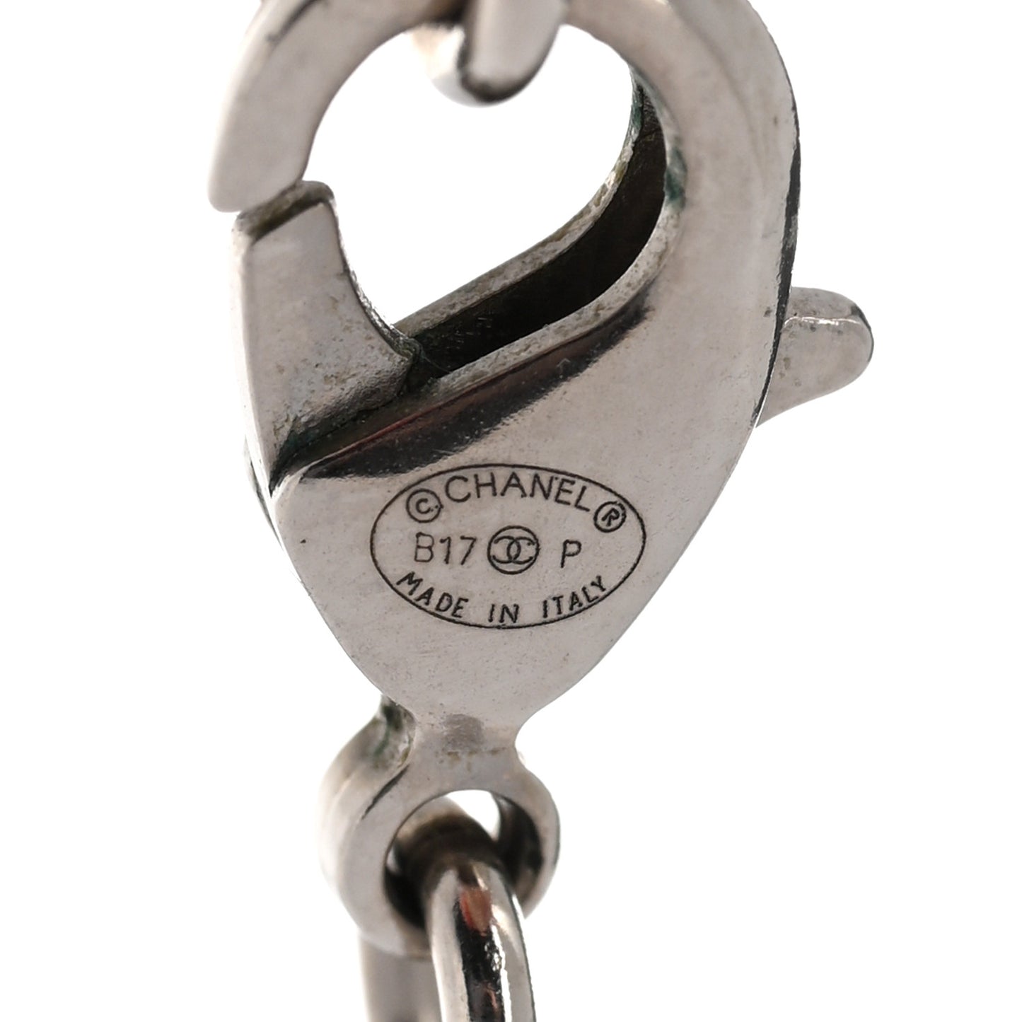 Baguette Crystal Large CC Necklace Silver Black