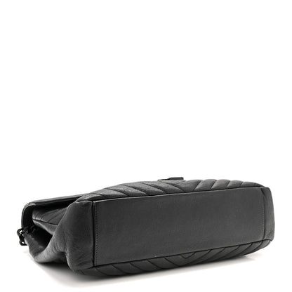 Saint Laurent Sheepskin Matelasse Chevron Monogram Monochrome Large College Satchel Black 4 of 14