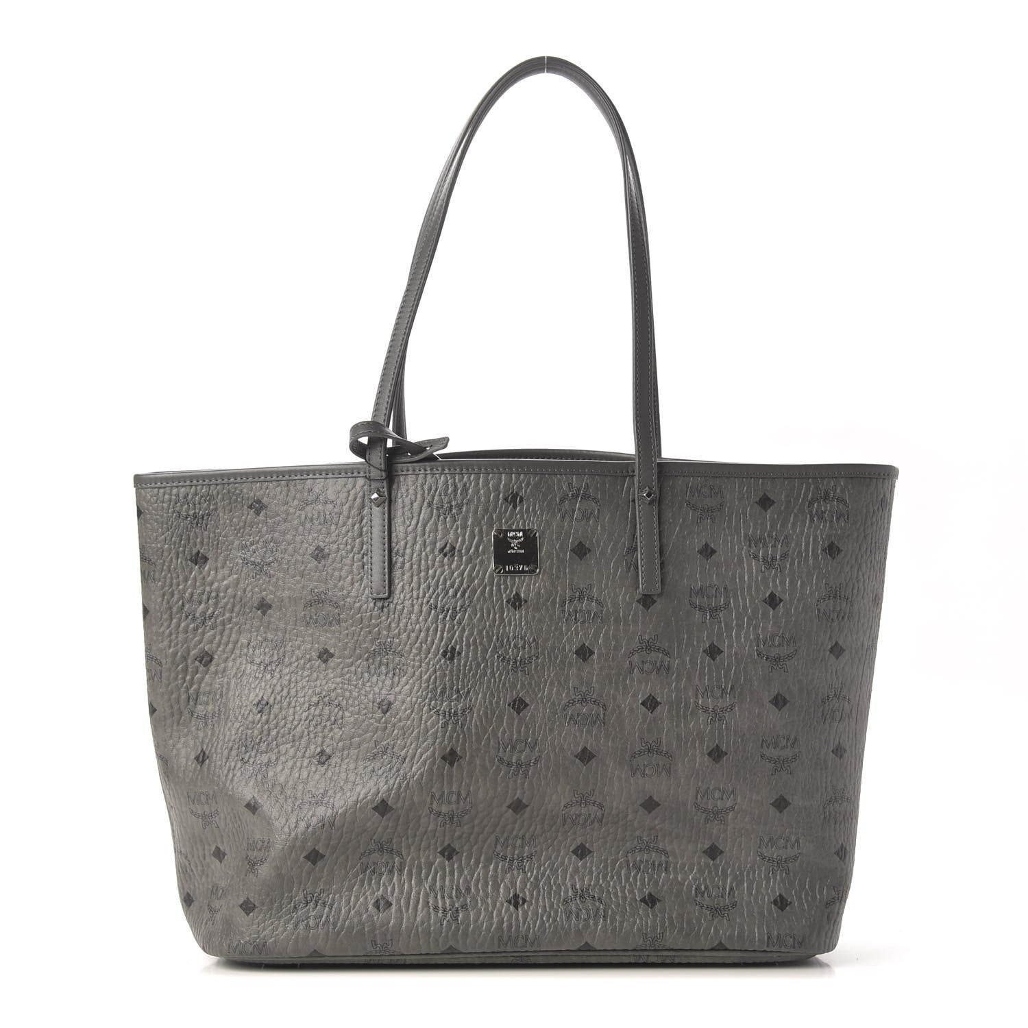 MCM Visetos Medium Reversible Shopper Tote Phantom Grey 1 of 14