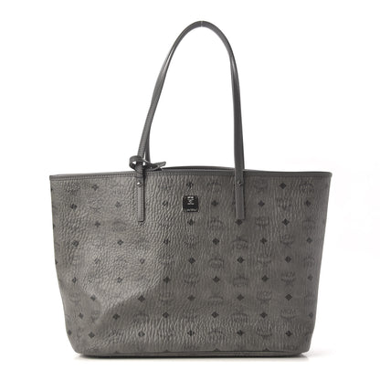 MCM Visetos Medium Reversible Shopper Tote Phantom Grey 1 of 14