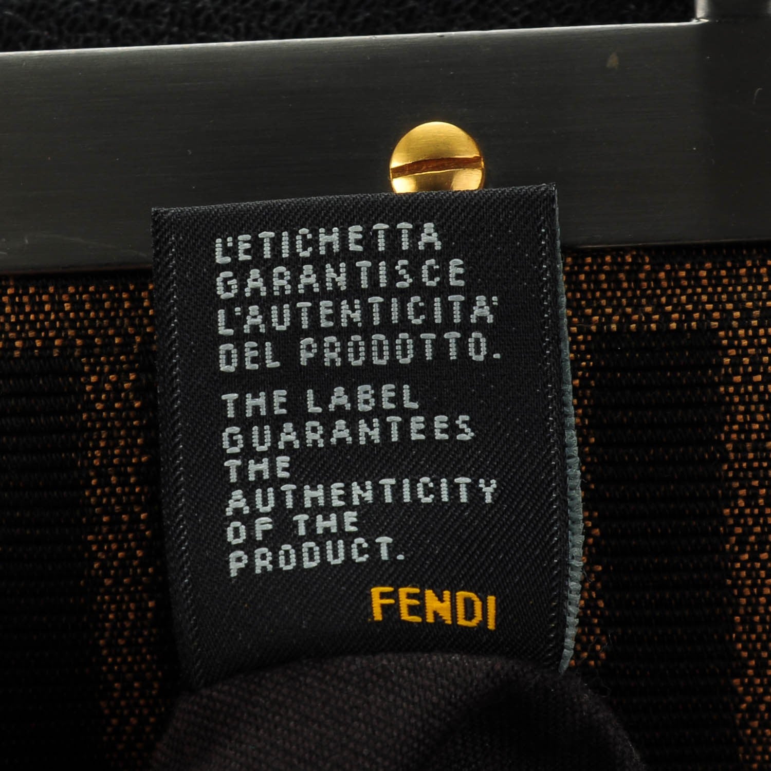 Fendi Goatskin Zucca Large Peekaboo Iconic Satchel Black Tobacco 9 of 9