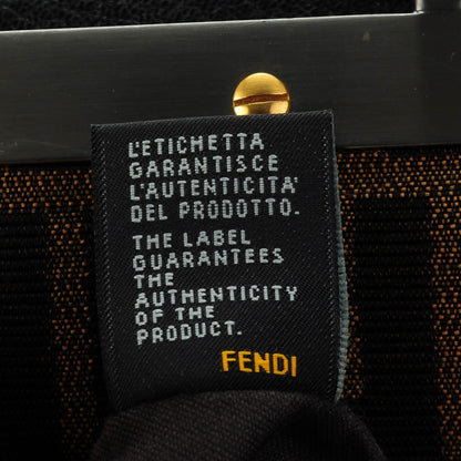 Fendi Goatskin Zucca Large Peekaboo Iconic Satchel Black Tobacco 9 of 9
