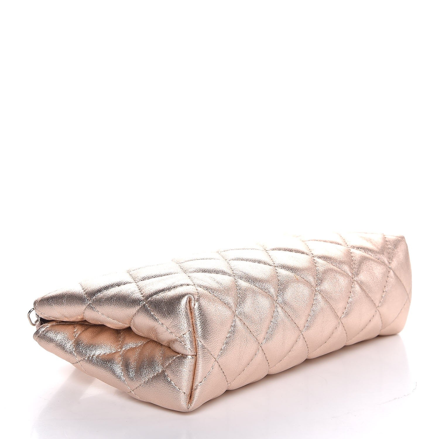 Chanel Metallic Lambskin Quilted Cosmetic Pouch Light Gold 4 of 8