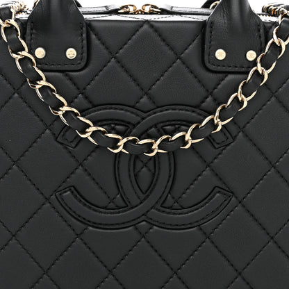 Chanel Calfskin Quilted Studded Square Vanity Case Black 8 of 10