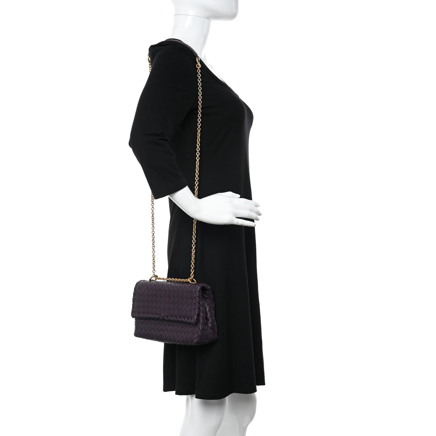 Nappa Intrecciato Baby Olimpia Shoulder Bag Dark Barolo