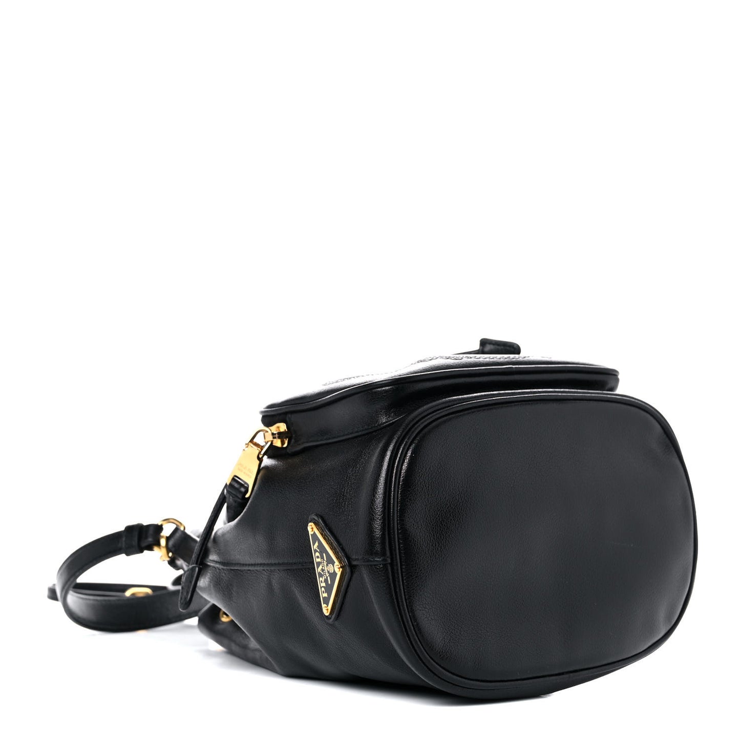 Glace Calfskin Embossed Secchiello Bucket Bag Black