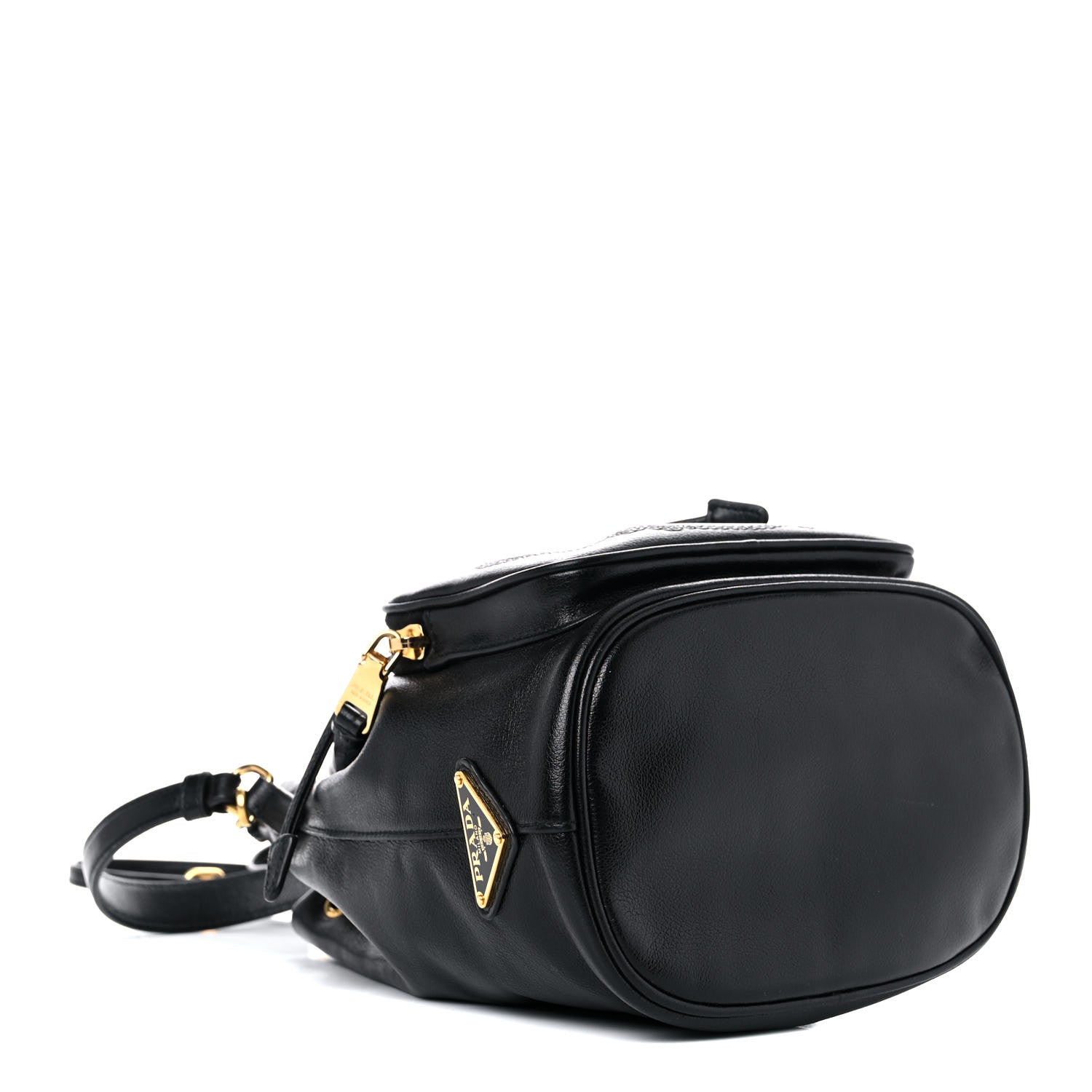 Prada Glace Calfskin Embossed Secchiello Bucket Bag Black 4 of 14