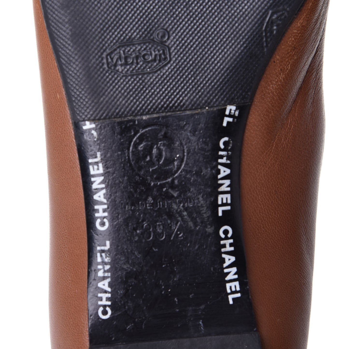 Lambskin Cap Toe CC Ballerina Flats 35.5 Marron Black