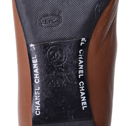 Chanel Lambskin Cap Toe CC Ballerina Flats 35.5 Marron Black 8 of 11