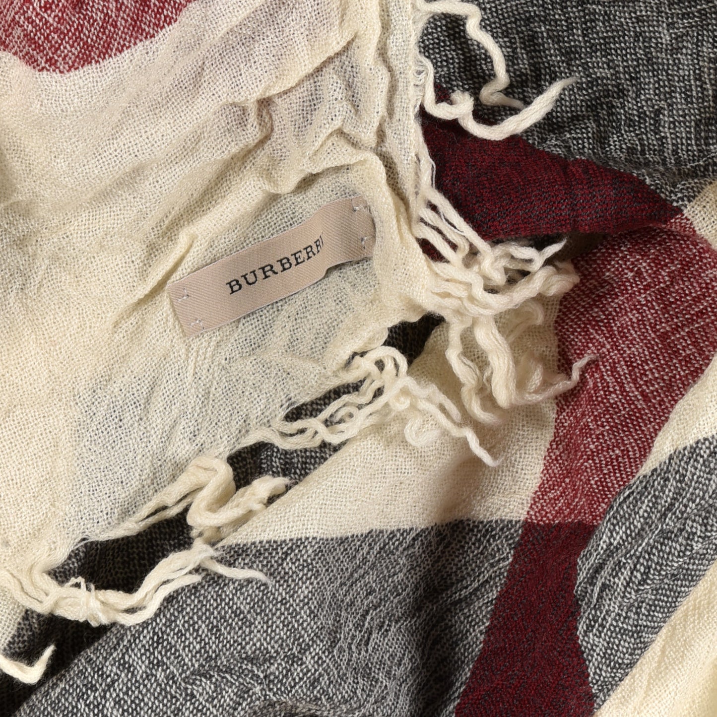 Merino Wool House Check Square Scarf Ivory