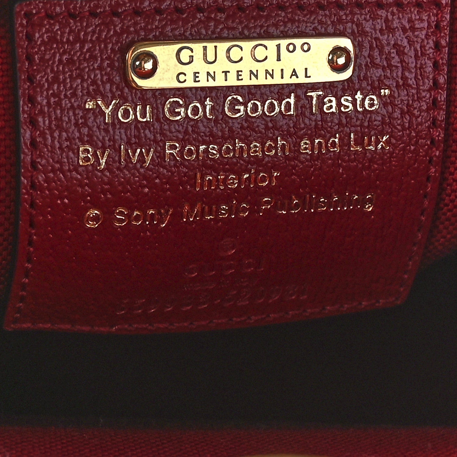 Gucci Canvas Jacquard Calfskin 100 Centennial Music Small Tote Bag Ivory Red 6 of 11