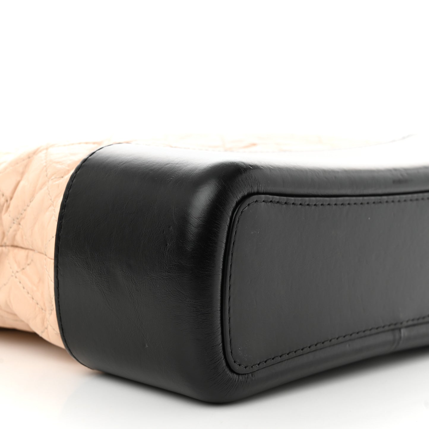 Aged Calfskin Quilted Medium Gabrielle Hobo Beige Black