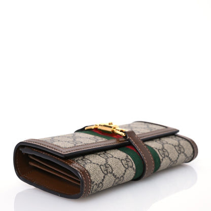 Gucci GG Supreme Monogram Azalea Calfskin Web Jackie 1961 Chain Wallet Beige Ebony Brown Sugar 4 of 17