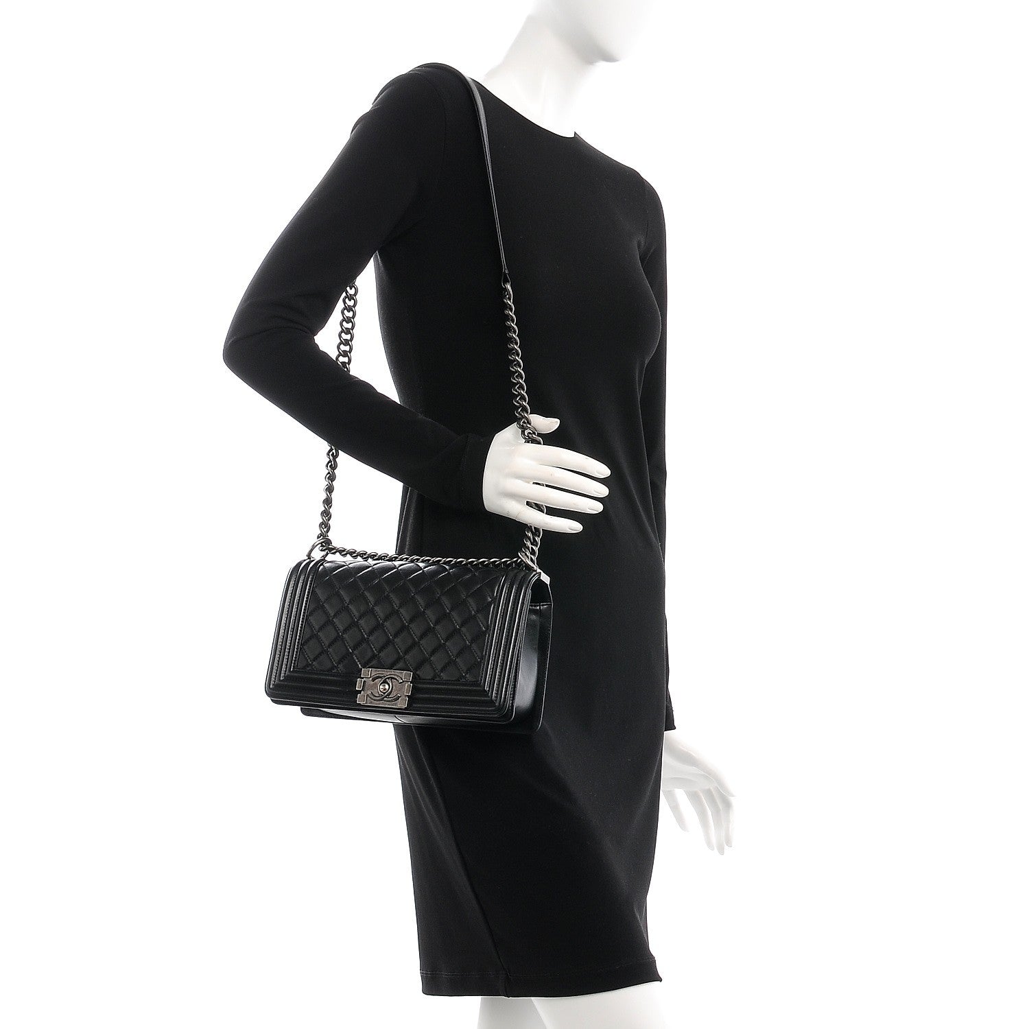 Chanel Lambskin Quilted Medium Boy Flap Black 2 of 8