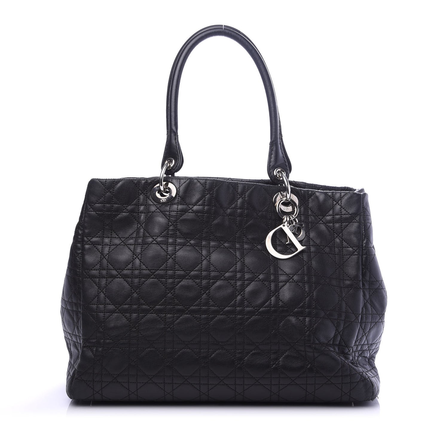 Lambskin Cannage Large Soft Lady Dior Shopping Tote Black