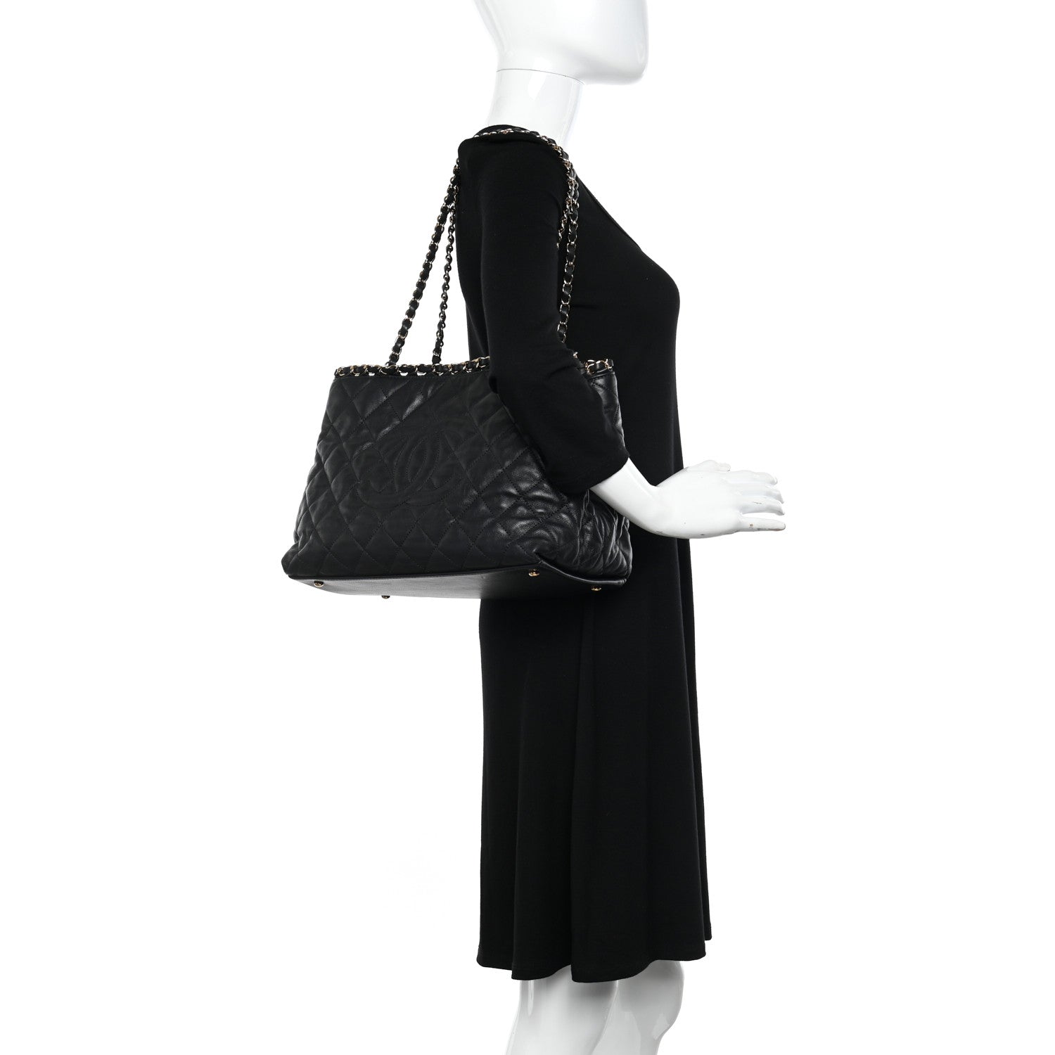 Chanel Calfskin Quilted Small Chain Me Tote Black 2 of 10