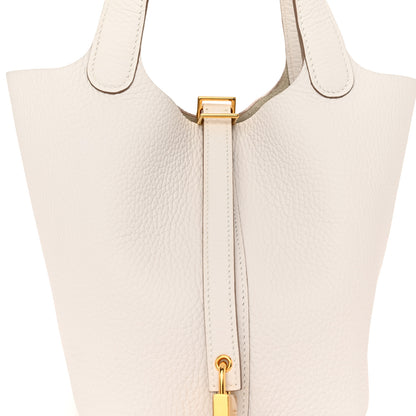 Hermes Taurillon Clemence Picotin Lock 18 PM Gris Pale 8 of 11