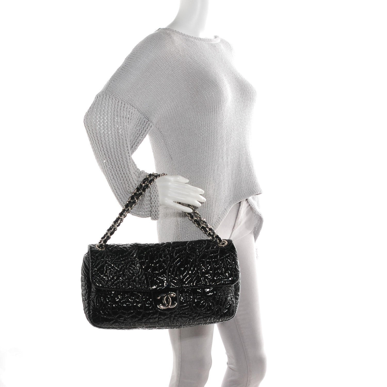 Chanel Vinyl Graphic Edge Flap Black 2 of 7