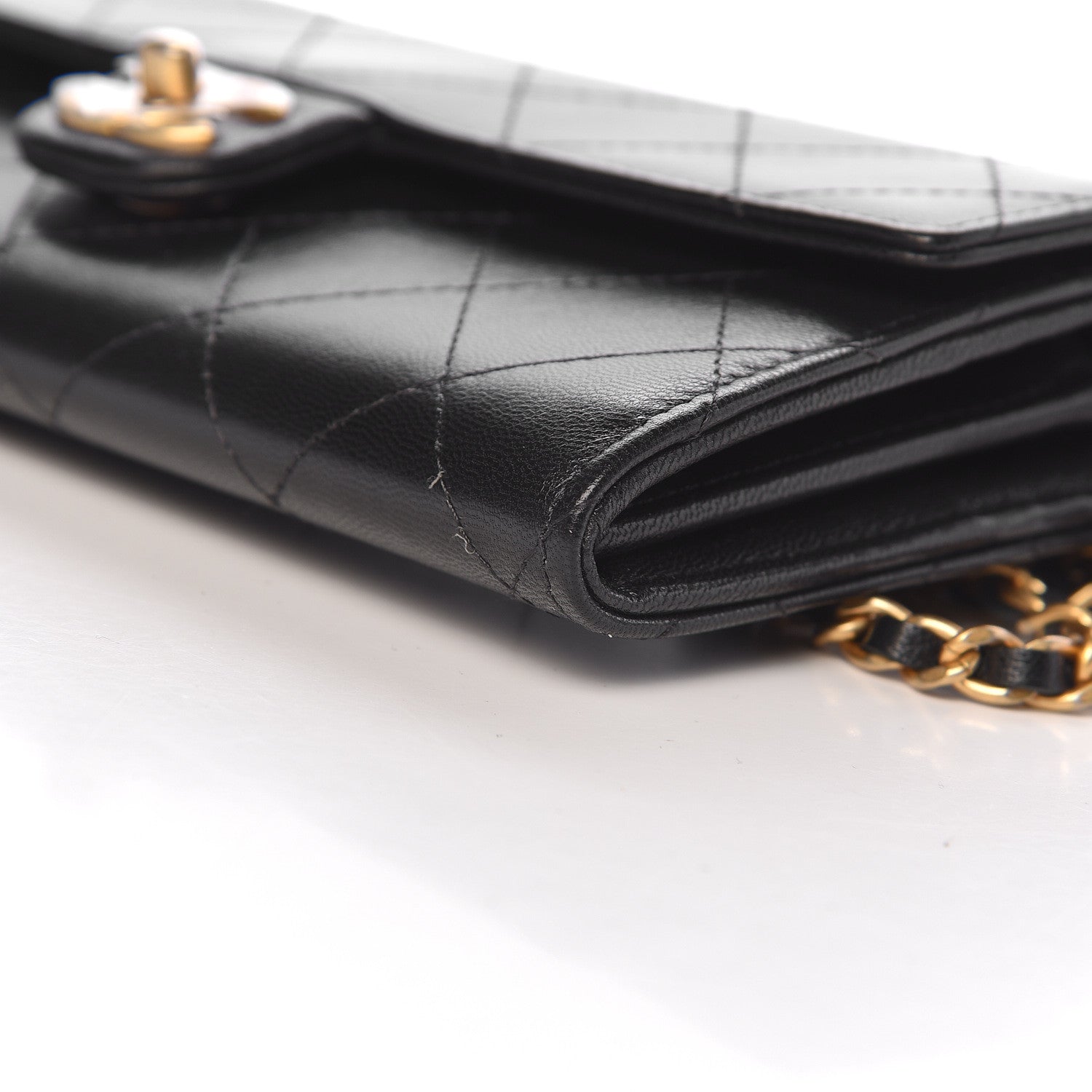 Chanel Goatskin Stitched Pearl Clutch With Chain Black 11 of 13
