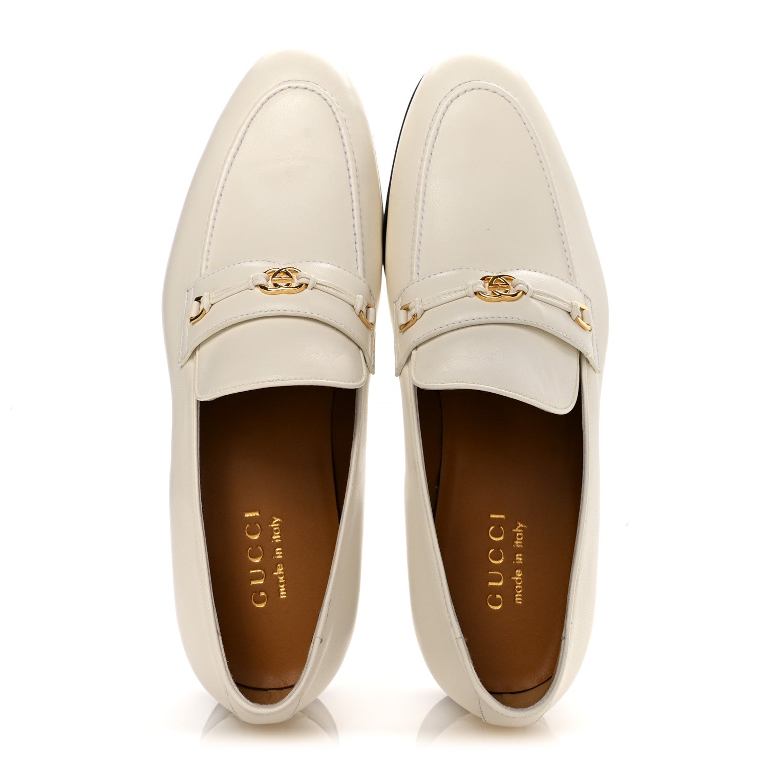 Gucci Lambskin Mens Interlocking G Loafers 8.5 Off White 1807314