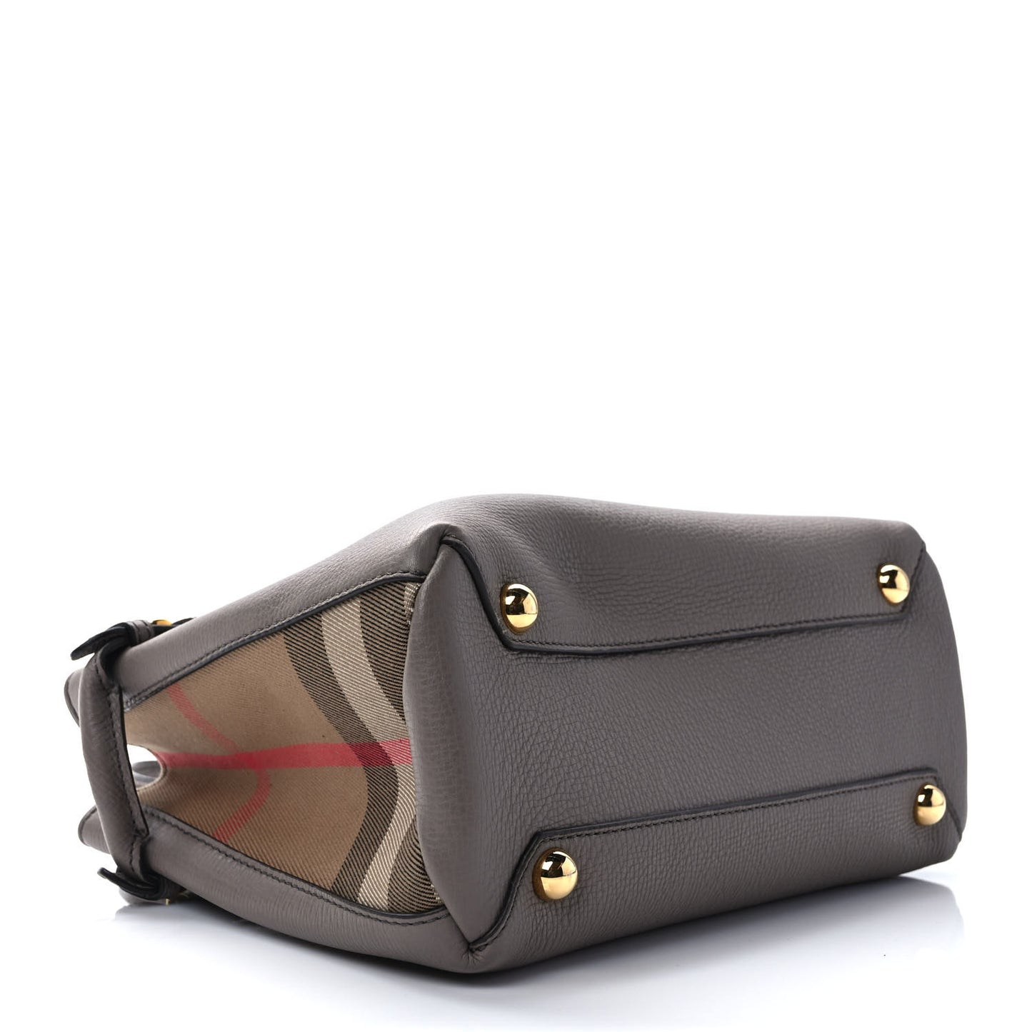 Derby Calfskin House Check Small Banner Tote Thistle Grey