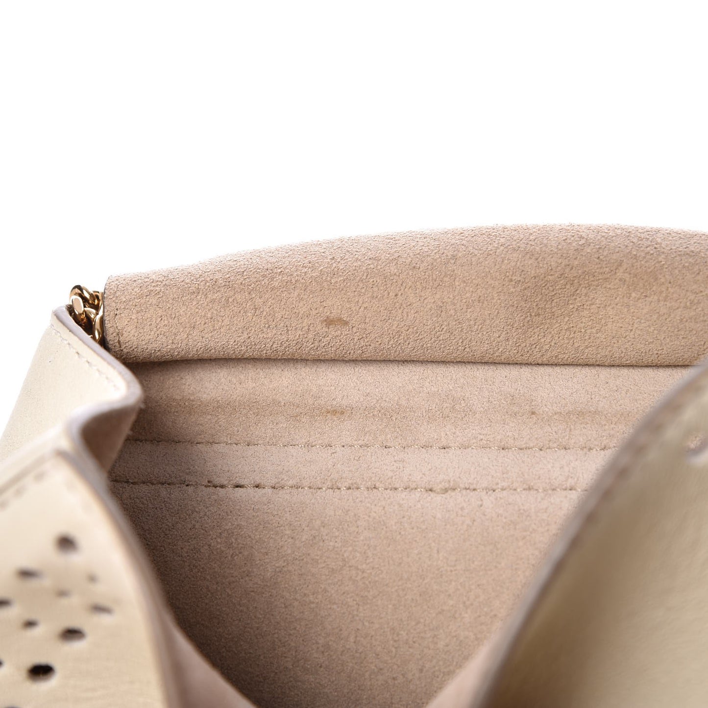 Calfskin Perforated Mini Drew Shoulder Bag White