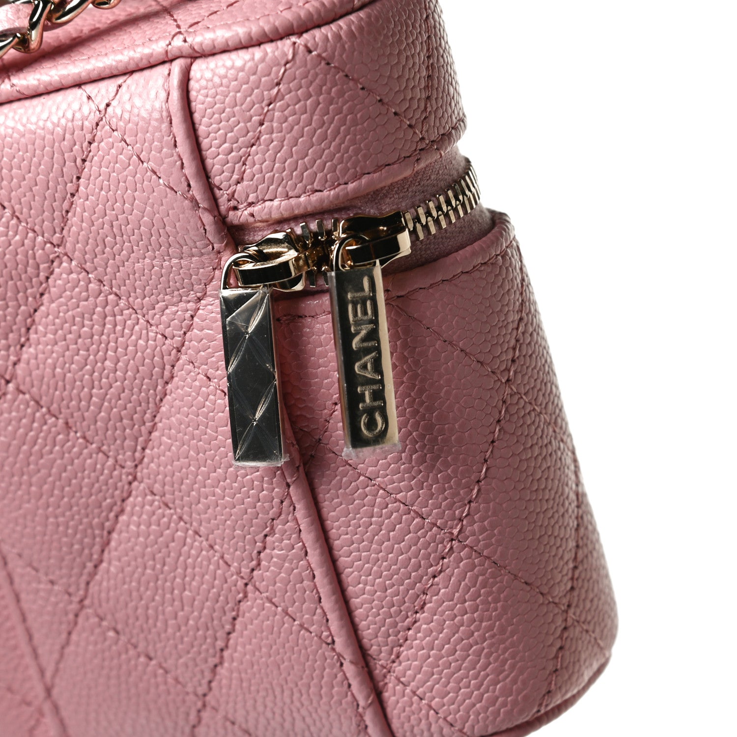 Chanel Caviar Quilted Small Handle With Care Vanity Case With Chain Pink 12 of 13