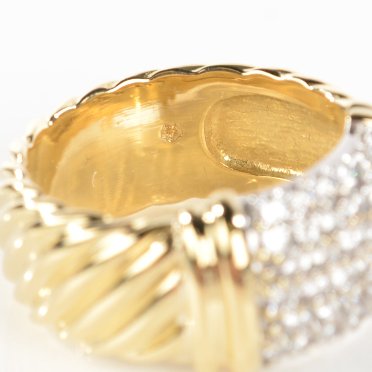 18K Yellow Gold Pave Diamond 10mm Metro Cable Ring 53 6.5