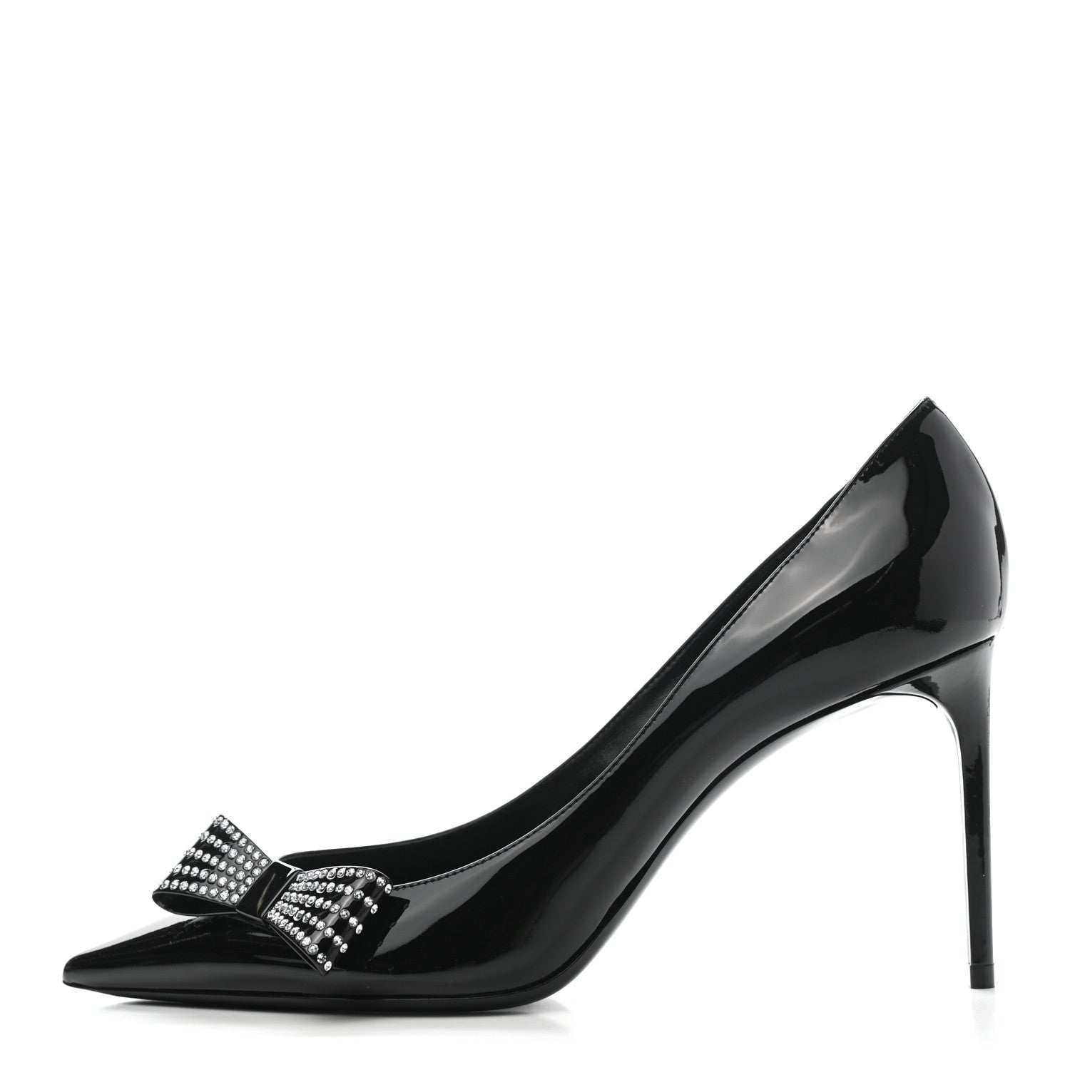 Saint Laurent Patent Calfskin Zoe Bow 85 Pumps 39 Black 1 of 11
