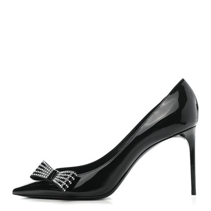 Saint Laurent Patent Calfskin Zoe Bow 85 Pumps 39 Black 1 of 11